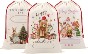 DOI-LANEE 3 Pack Christmas Gift Bag, Merry Christmas Sacks for Woofmas Eve New Year Party, Personalized Gifts for Women Men, Xmas Presents for Children