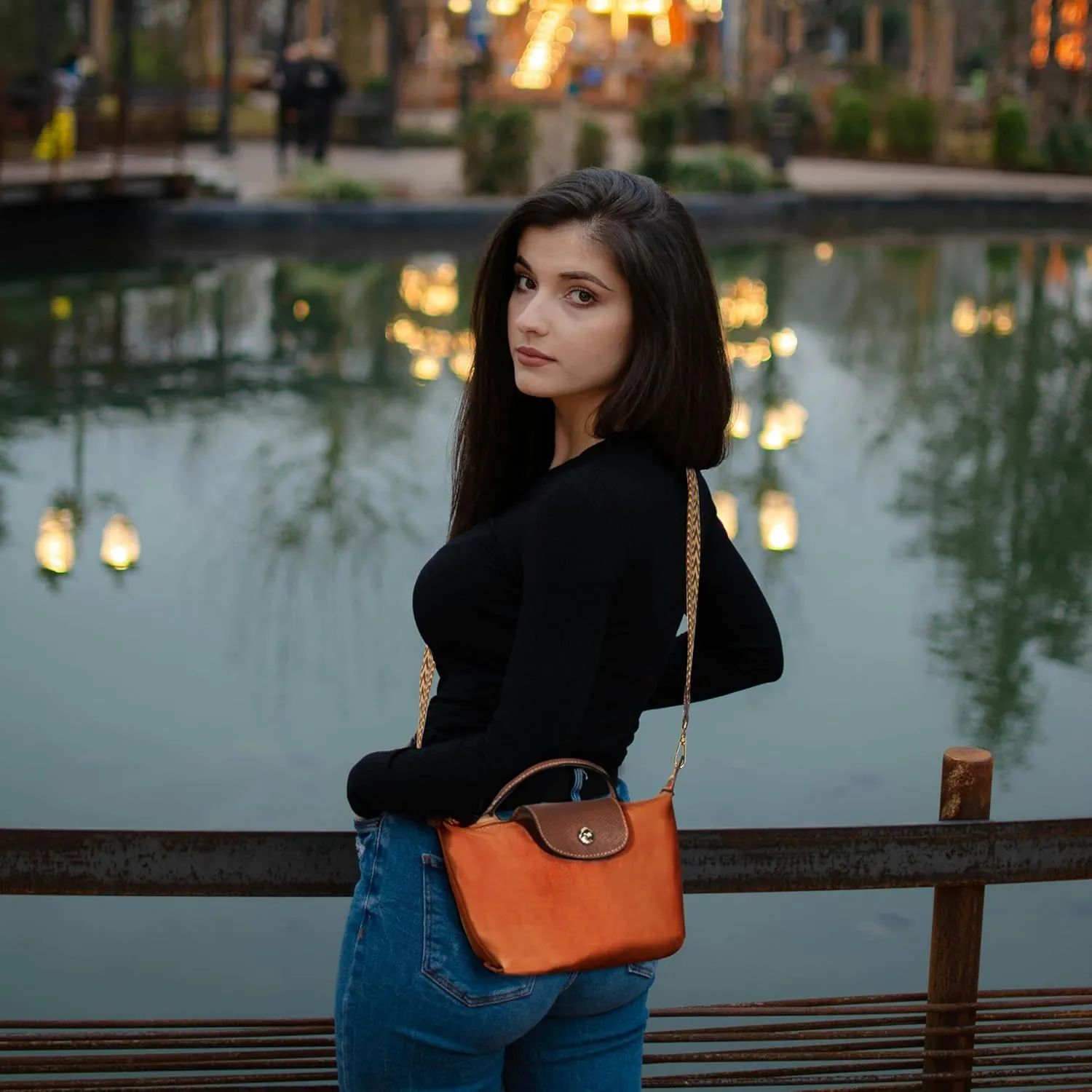 DOMAT Crossbody Bag for Women, Chic Lightweight Purse with Leather Top-handle, Compact Clutch Bag, Shoulder Handbag