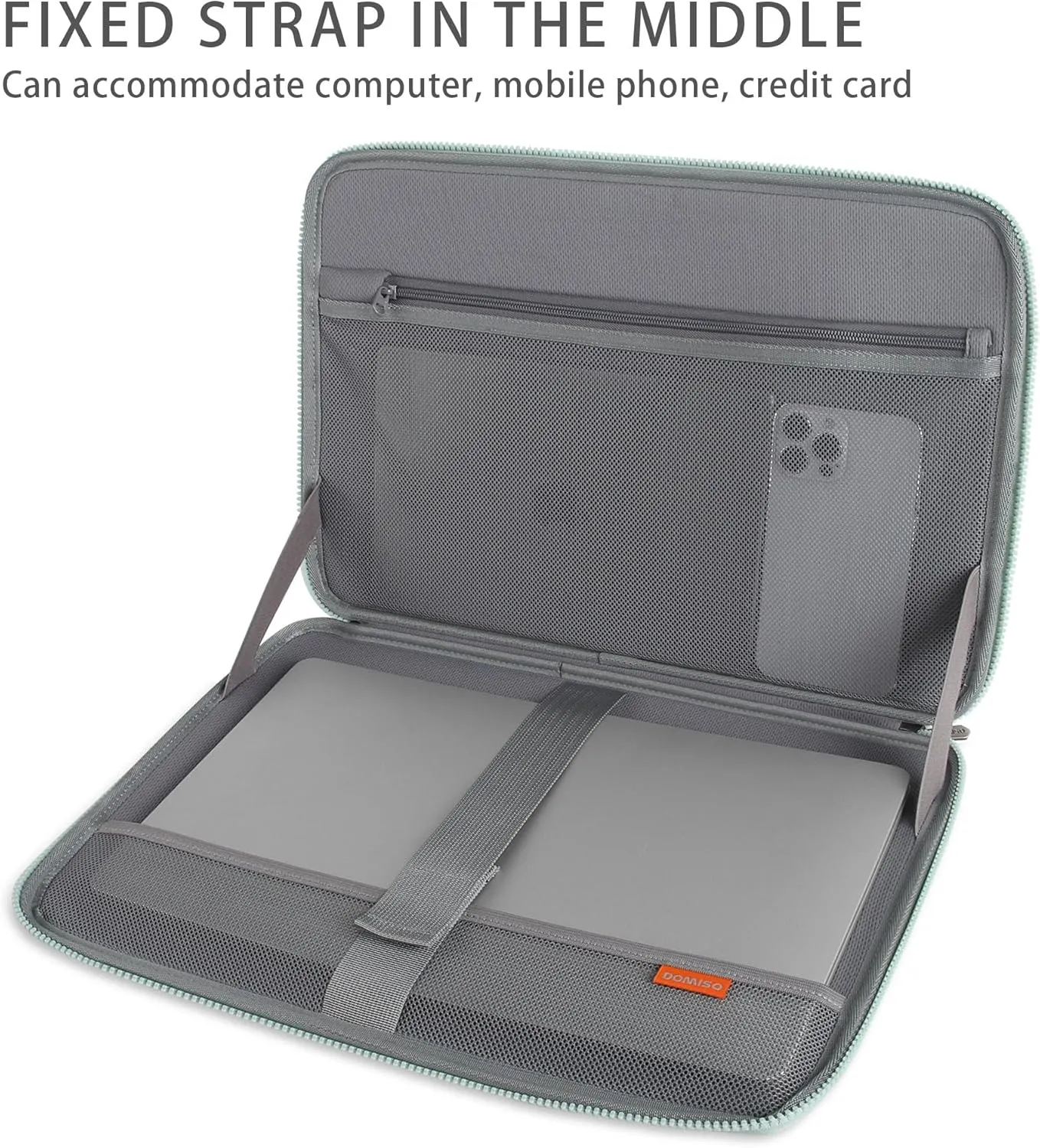 DOMISO 14 Inch Shockproof Waterproof Laptop Sleeve with Handle Lightweight Soft EVA Tablet Case for 14" Laptops/Lenovo ThinkPad/HP Pavilion 14 Stream 14 / Dell, Mint Green