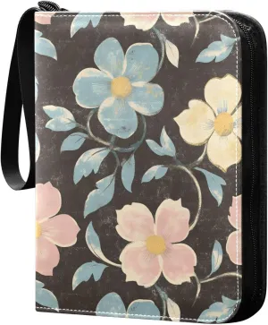 Doodle Colorful Flower Pattern Card Holder, Card Holder Album with 400 Card Slots in 50 Pages for Display, Storage, Portability