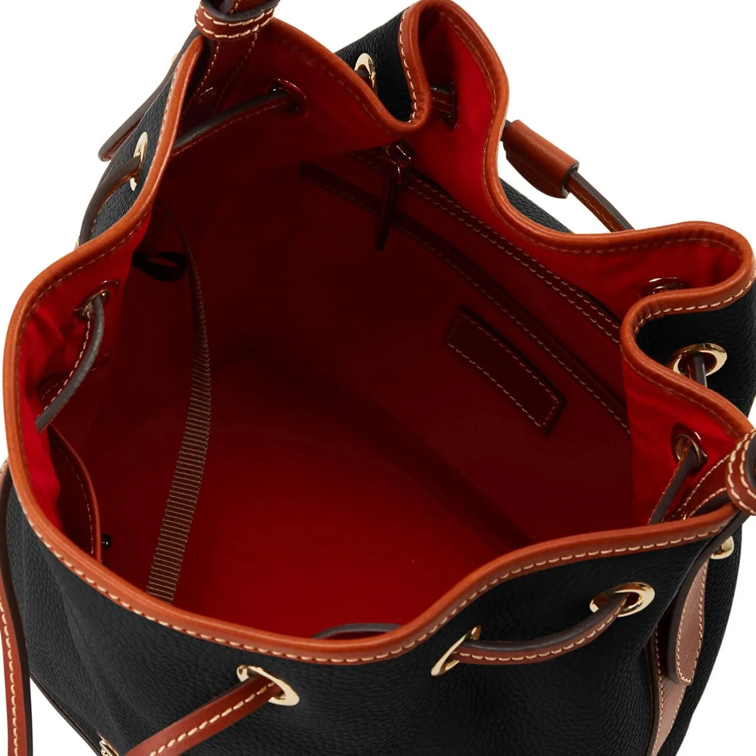 Dooney & Bourke Shoulder Bags, Pebble Grain Drawstring Leather Bucket Bags for Women - Black