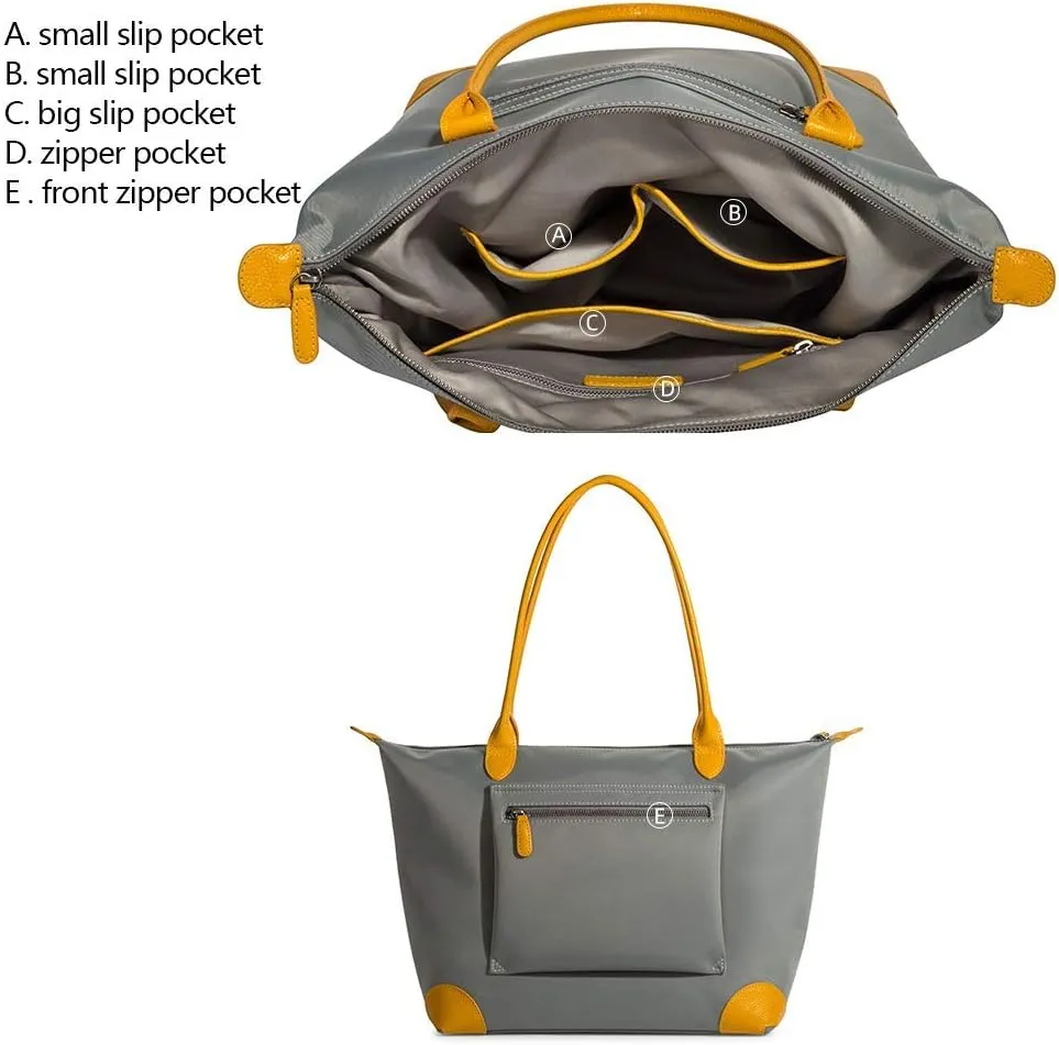 DORIS&JACKY Tote Bag For Women Large Lightweight Designer Leather Nylon Work Shoulder Bag And Foldable Travel Purse