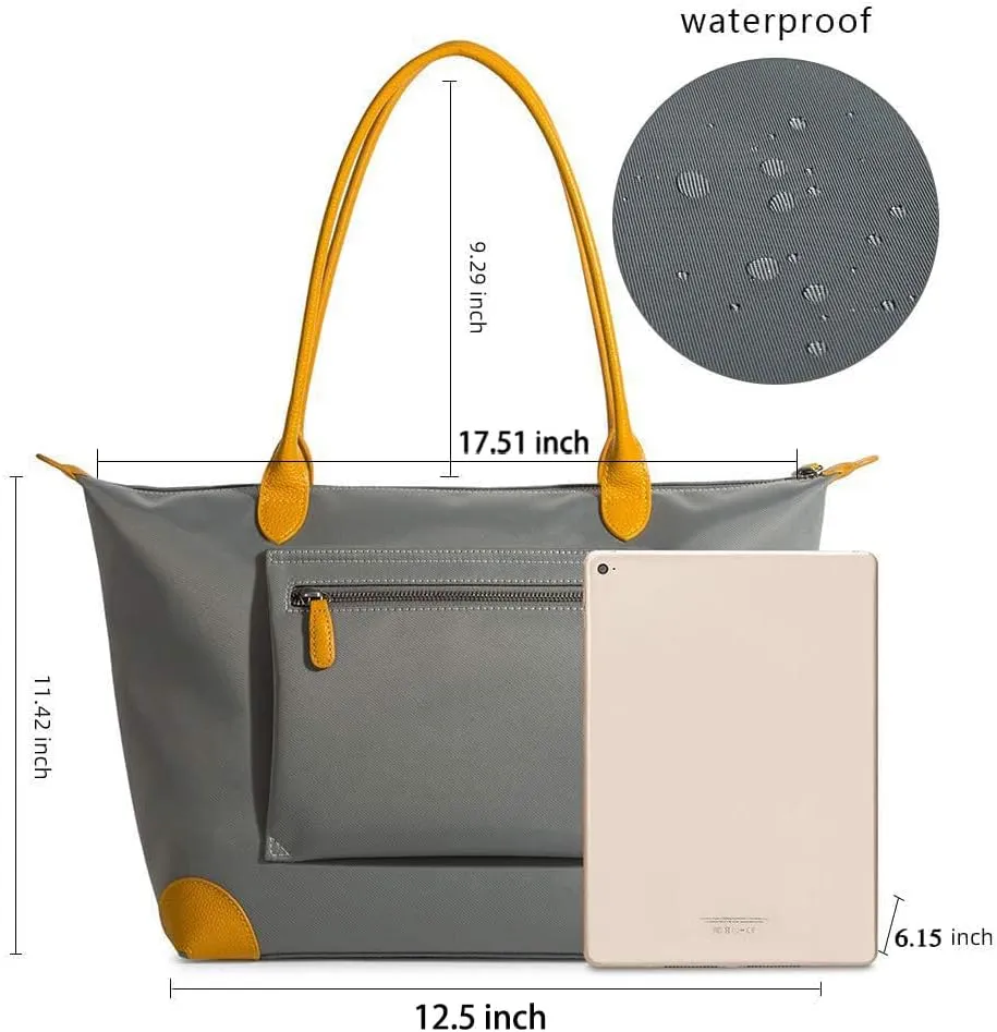 DORIS&JACKY Tote Bag For Women Large Lightweight Designer Leather Nylon Work Shoulder Bag And Foldable Travel Purse