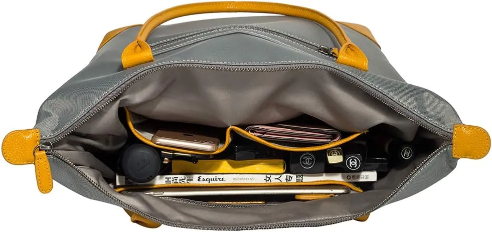 DORIS&JACKY Tote Bag For Women Large Lightweight Designer Leather Nylon Work Shoulder Bag And Foldable Travel Purse