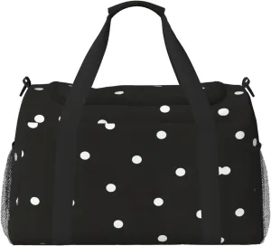 Dot Black & White print Large Canvas Travel Duffel Bag Weekender Bags for Women Overnight Bag Carry On Tote Bag