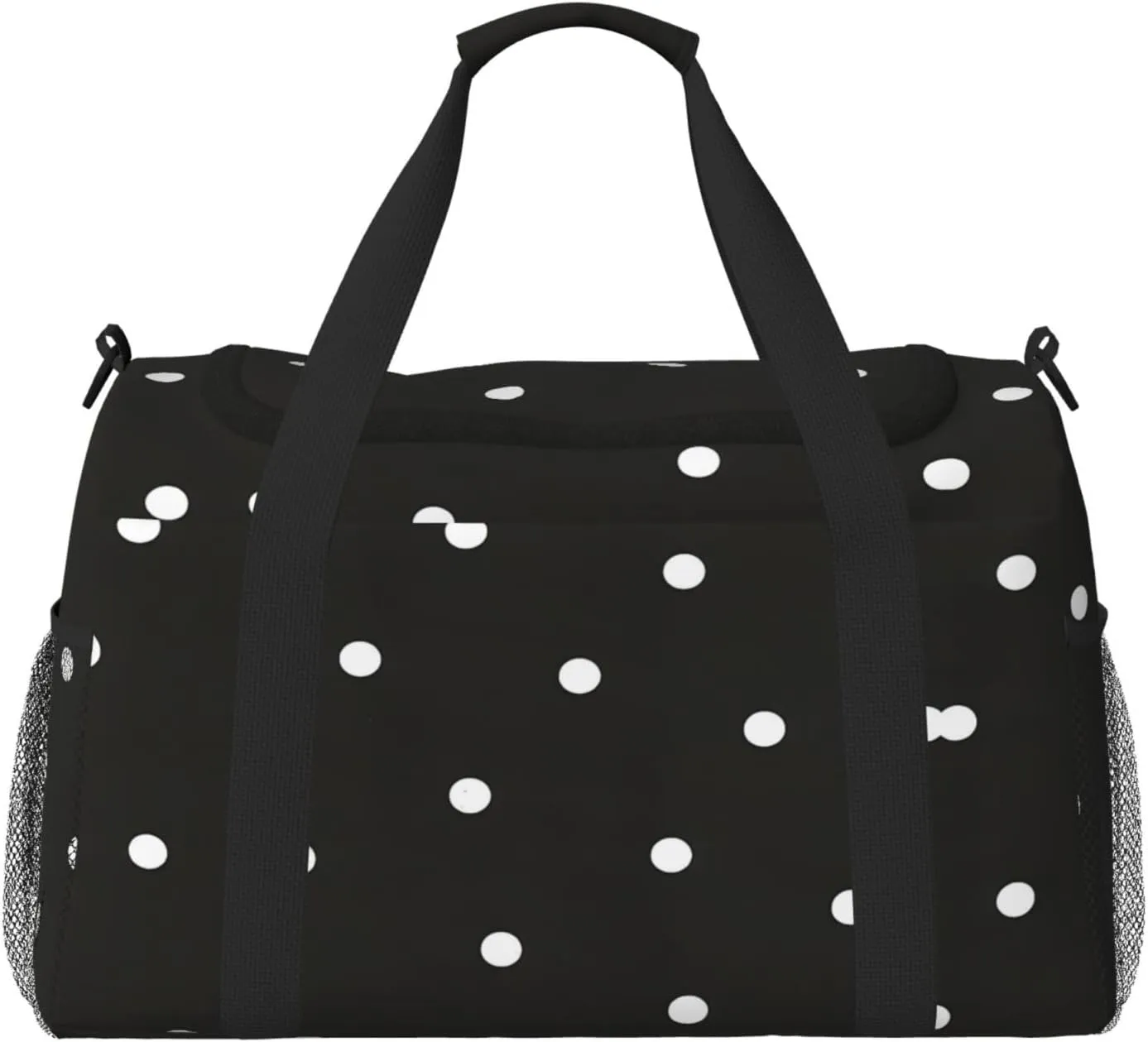 Dot Black & White print Large Canvas Travel Duffel Bag Weekender Bags for Women Overnight Bag Carry On Tote Bag