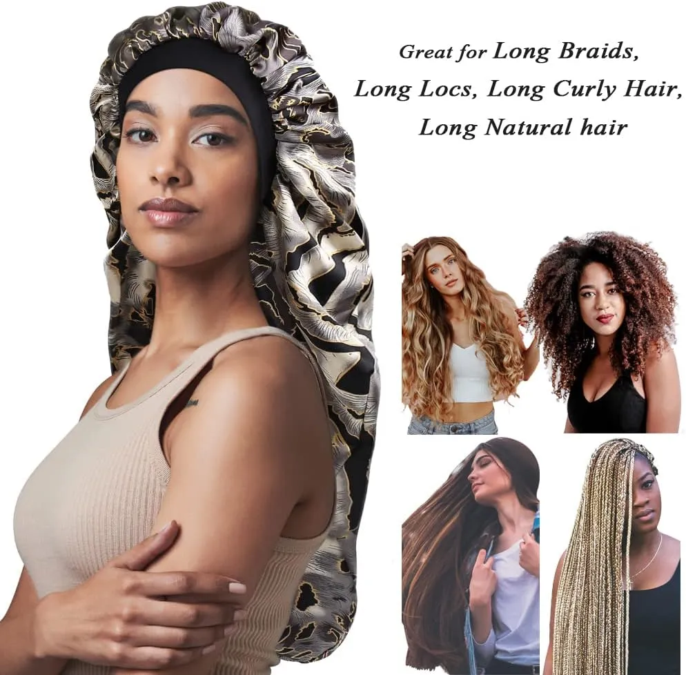 Double-Layer Satin Sleep Cap for Long Hair, Braids, Dreadlocks, Curly Hair