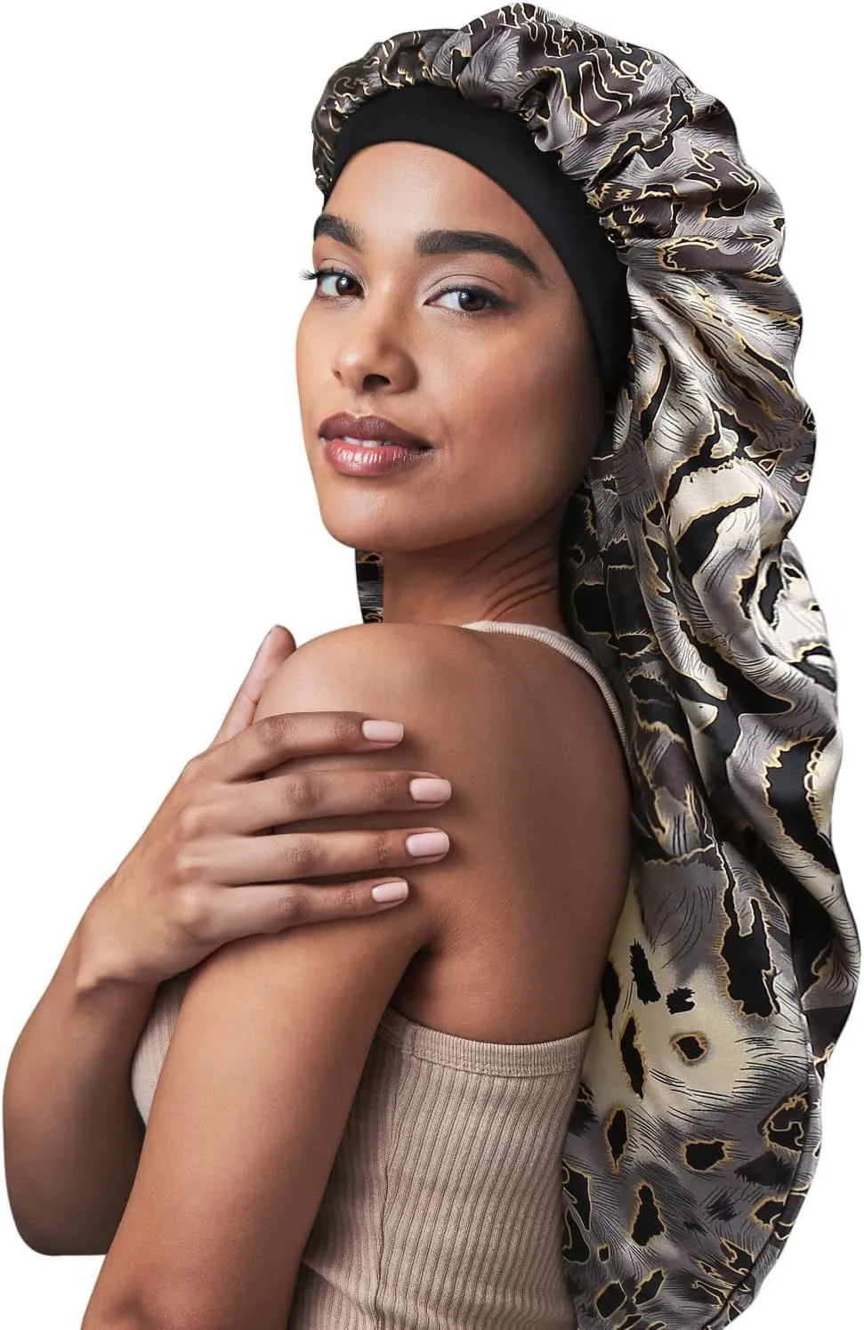 Double-Layer Satin Sleep Cap for Long Hair, Braids, Dreadlocks, Curly Hair
