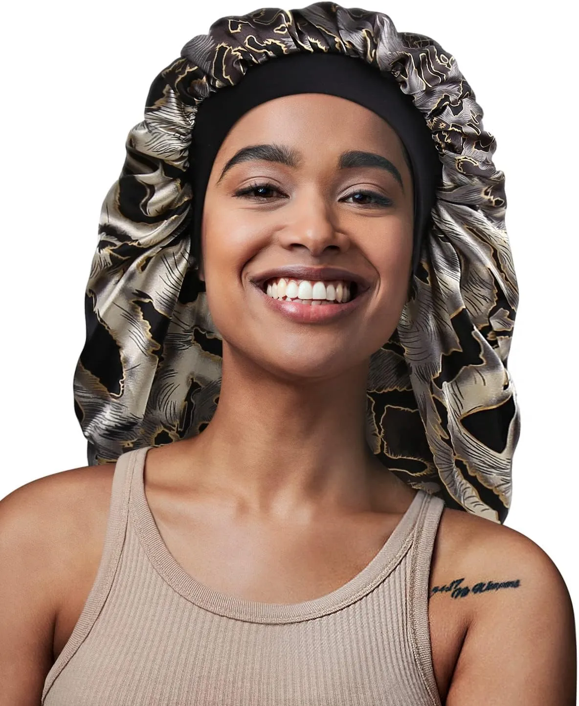 Double-Layer Satin Sleep Cap for Long Hair, Braids, Dreadlocks, Curly Hair