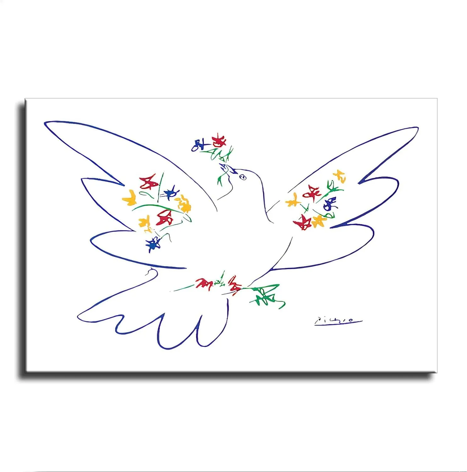 Dove of Peace Art Print By Pablo Picasso Poster Print Canvas Painting Wall Art for Living Room Bedroom Office Decoration (24×36inch_Framed)