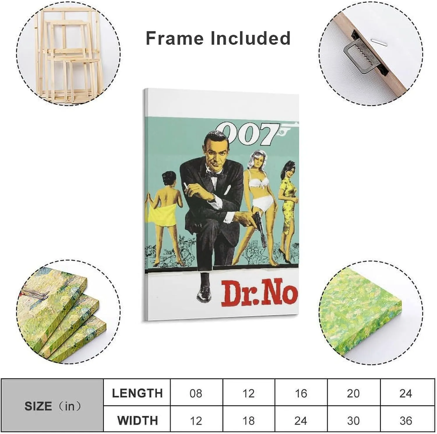 Dr. No James Bond Movie Poster Print 5 (9) Room Aesthetic Poster Print Art Wall Painting Canvas Posters Modern Bedroom Decor 20x30inch(50x75cm)
