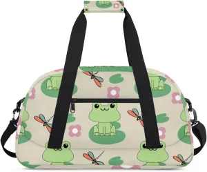 Dragonfly Frog Boys Girls Gym Bag Dance Perform Training Duffel Bags Weekender Carry-On Tote Luggage Bag Ideal for School Practice or Overnight Trips