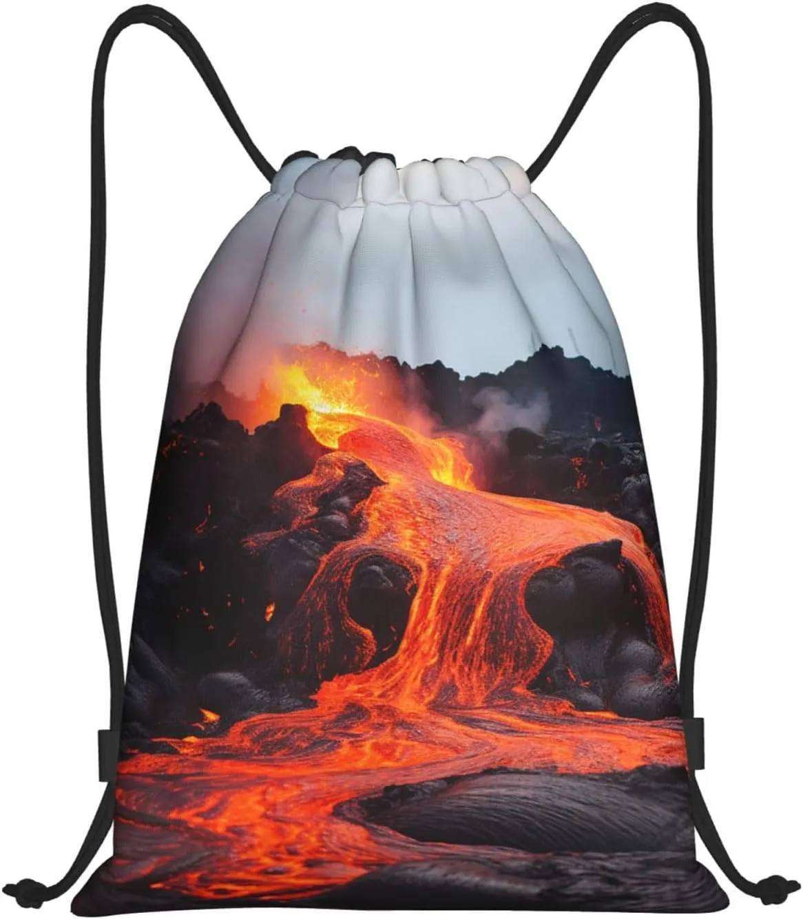 Drawstring Backpack Waterproof String Bag Red Hot Lava from Kilauea Volcano Sport Gym Sackpack Lightweight Cinch Bag
