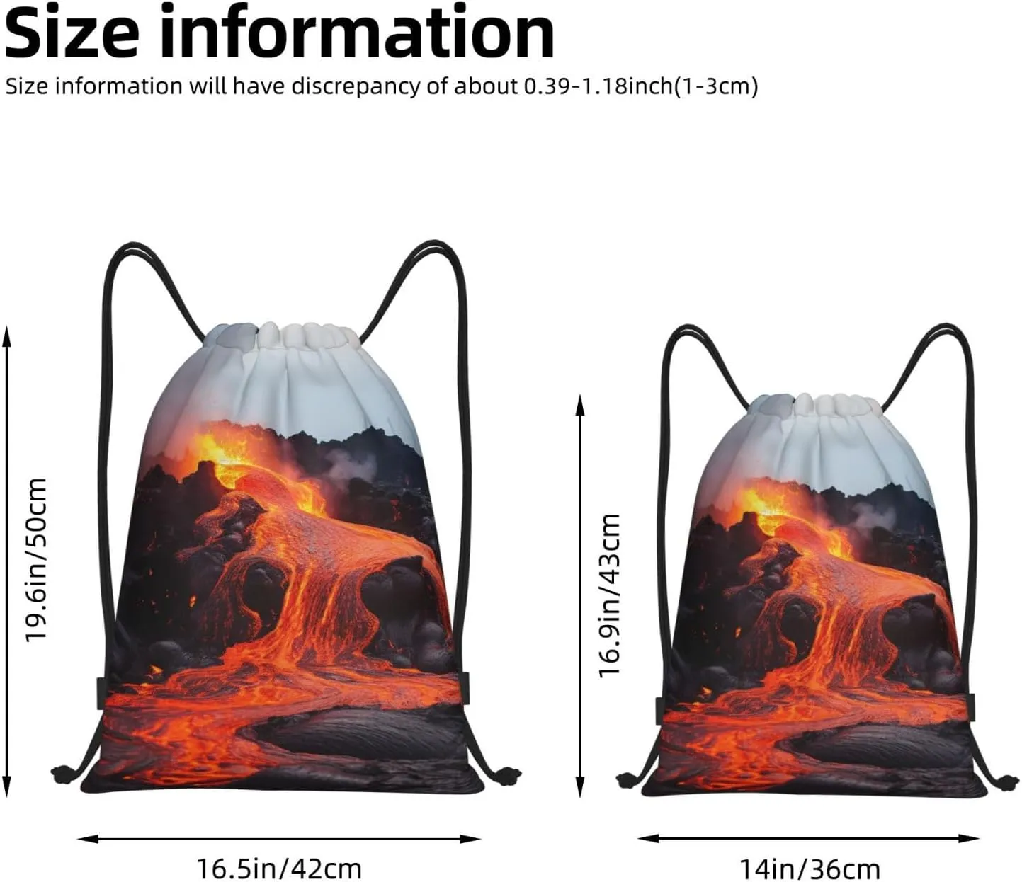Drawstring Backpack Waterproof String Bag Red Hot Lava from Kilauea Volcano Sport Gym Sackpack Lightweight Cinch Bag