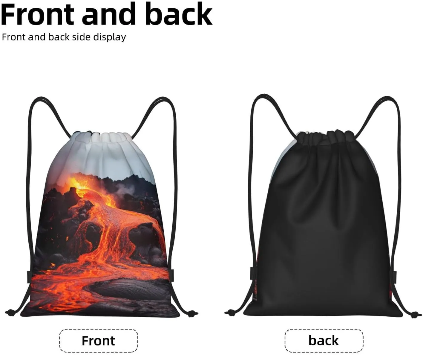Drawstring Backpack Waterproof String Bag Red Hot Lava from Kilauea Volcano Sport Gym Sackpack Lightweight Cinch Bag