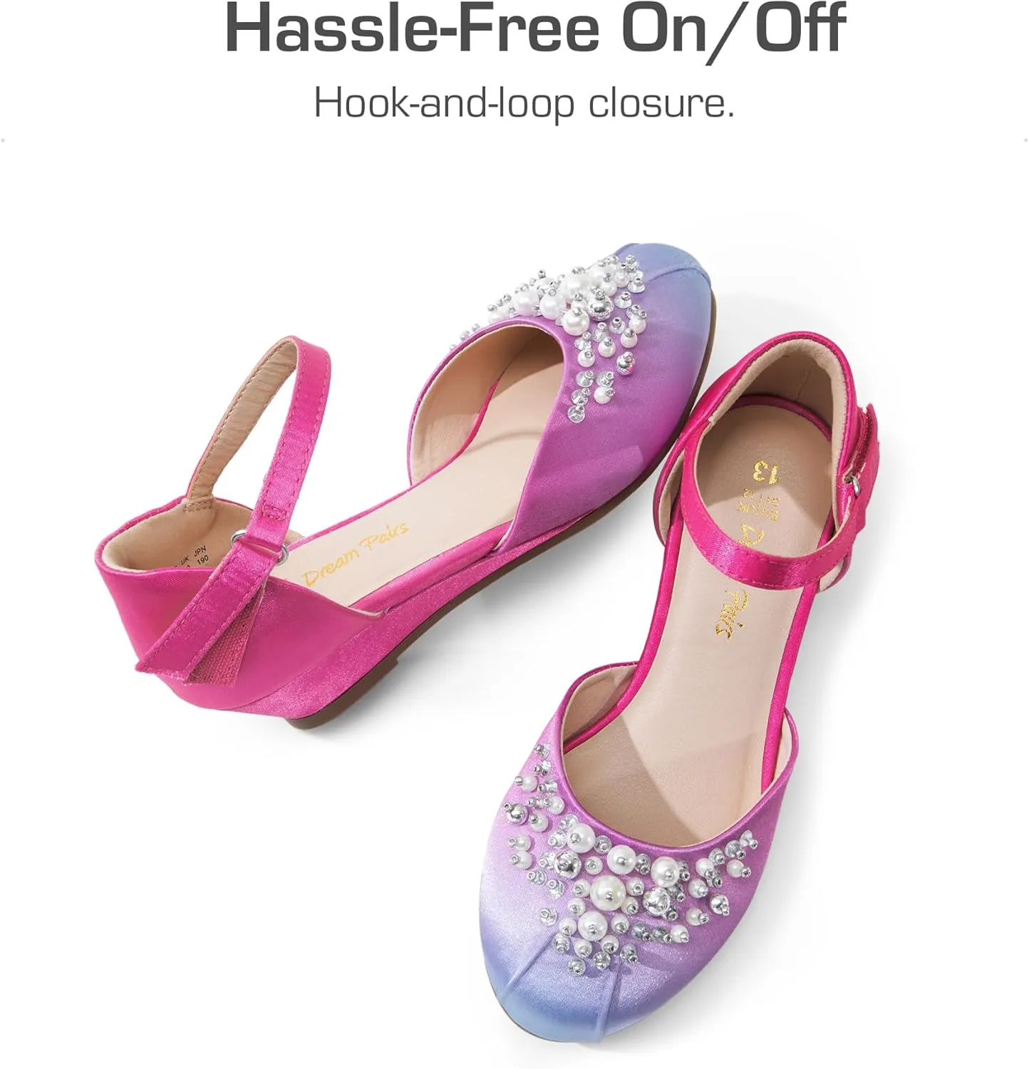 DREAM PAIRS Girls Dress Shoes Toddler Little Big Girls Heels Low Wedge Pumps with Pearls Rhinestone for Flower Girl Princess Wedding Party