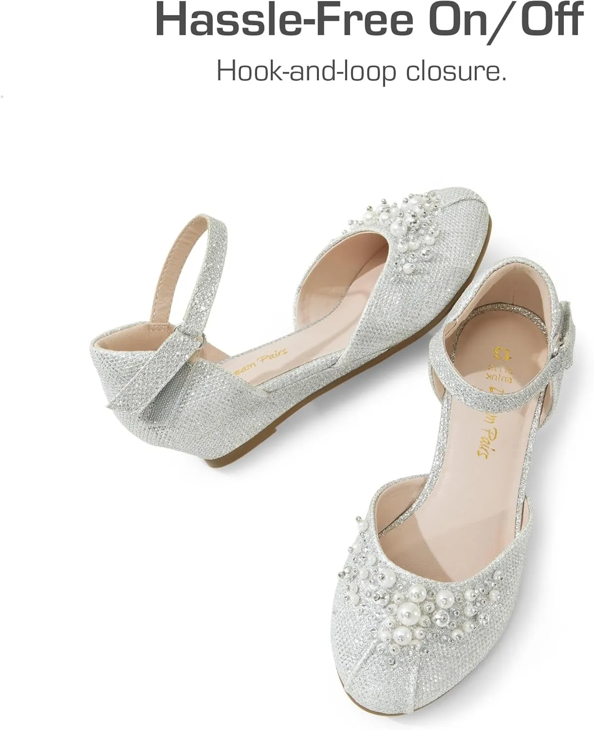 DREAM PAIRS Girls Dress Shoes Toddler Little Big Girls Heels Low Wedge Pumps with Pearls Rhinestone for Flower Girl Princess Wedding Party