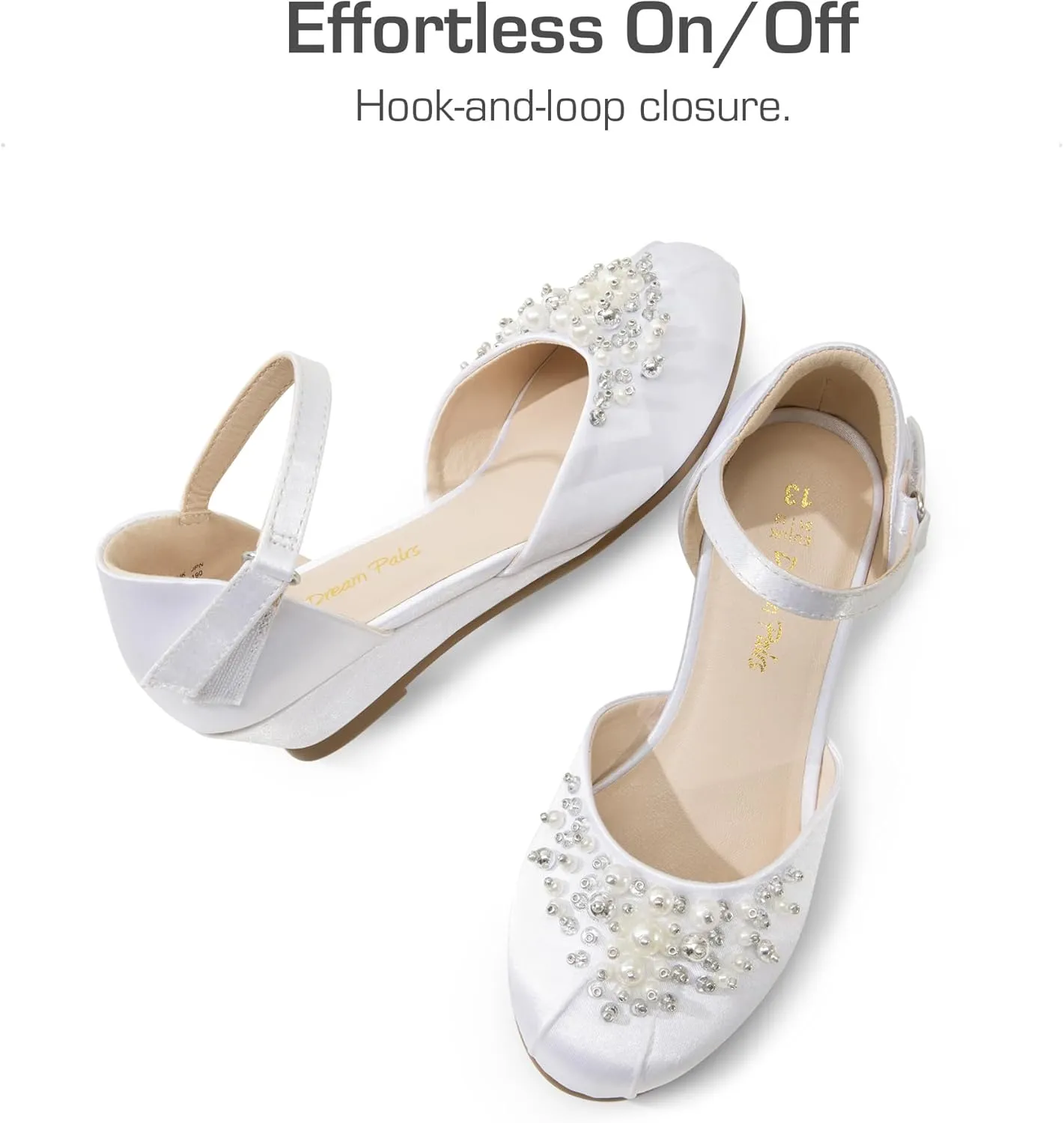 DREAM PAIRS Girls Dress Shoes Toddler Little Big Girls Heels Low Wedge Pumps with Pearls Rhinestone for Flower Girl Princess Wedding Party
