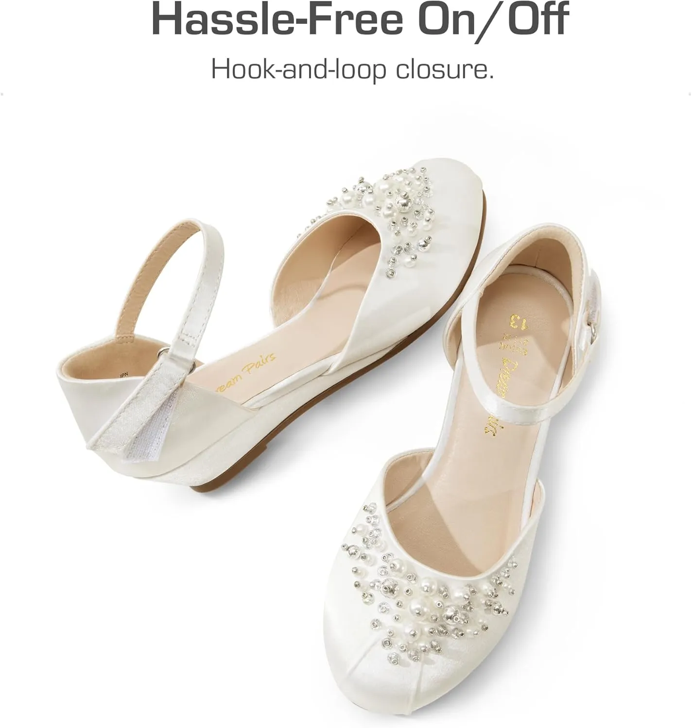 DREAM PAIRS Girls Dress Shoes Toddler Little Big Girls Heels Low Wedge Pumps with Pearls Rhinestone for Flower Girl Princess Wedding Party