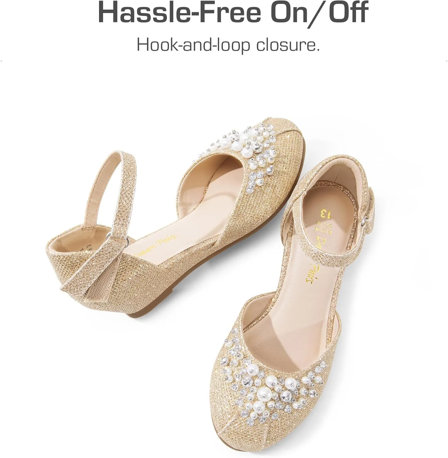 DREAM PAIRS Girls Dress Shoes Toddler Little Big Girls Heels Low Wedge Pumps with Pearls Rhinestone for Flower Girl Princess Wedding Party
