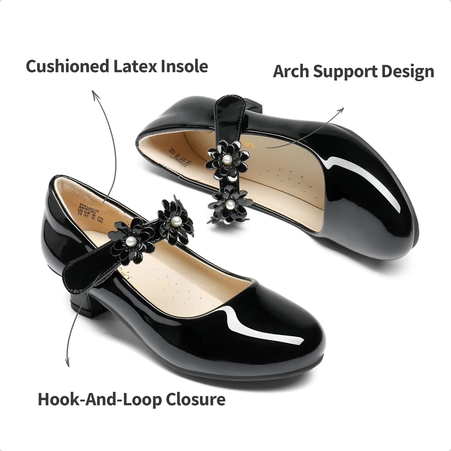 DREAM PAIRS Girls Mary Jane Dress Shoes Pumps Low Heels Flower Party Wedding Princess