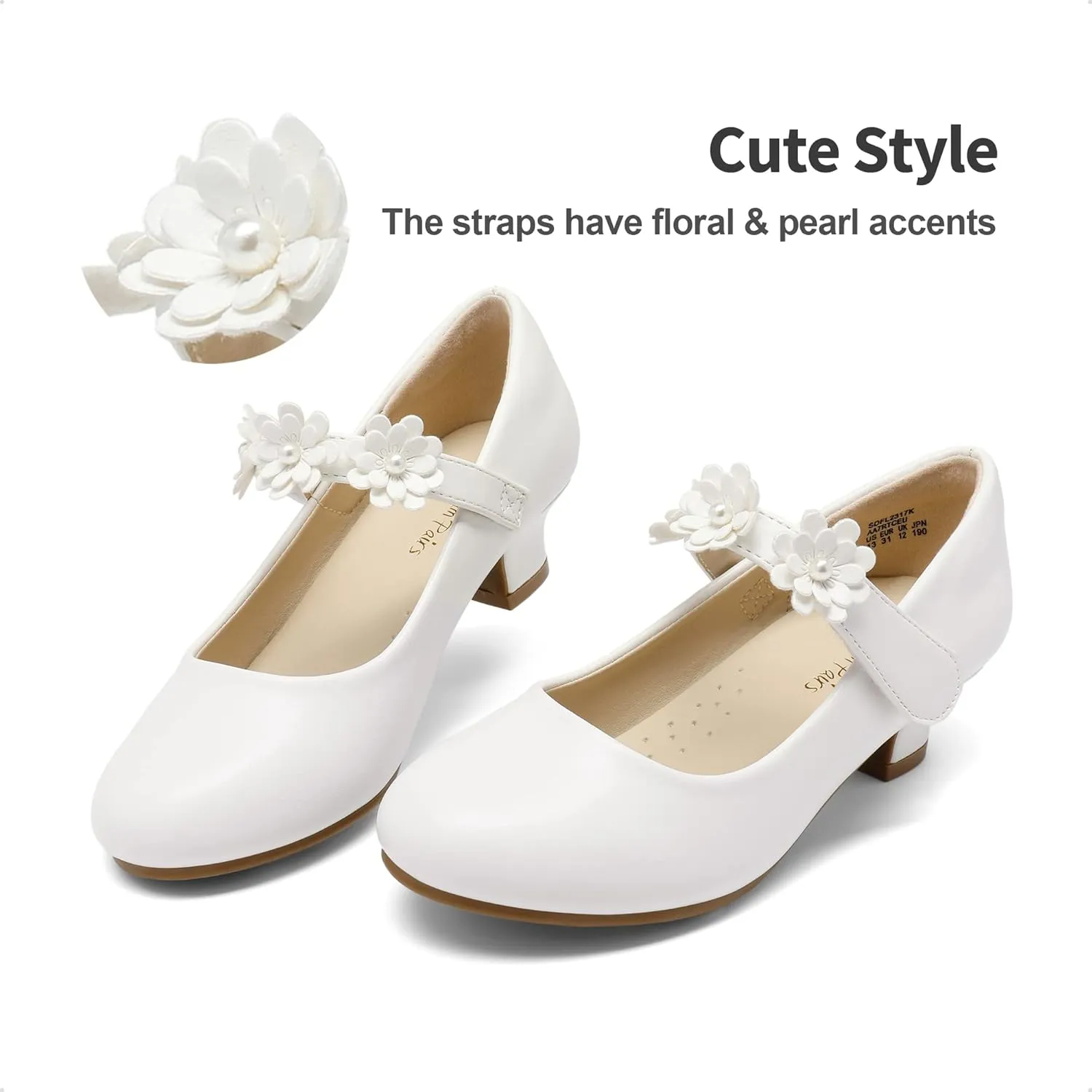 DREAM PAIRS Girls Mary Jane Dress Shoes Pumps Low Heels Flower Party Wedding Princess