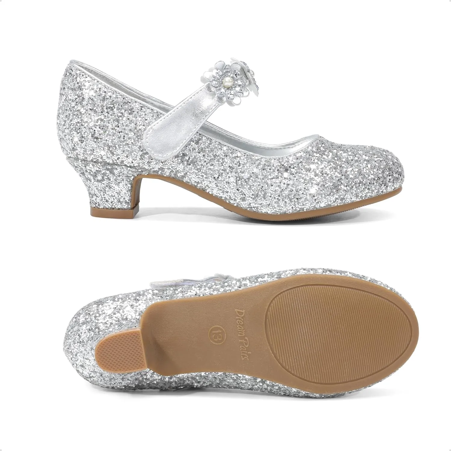 DREAM PAIRS Girls Mary Jane Dress Shoes Pumps Low Heels Flower Party Wedding Princess
