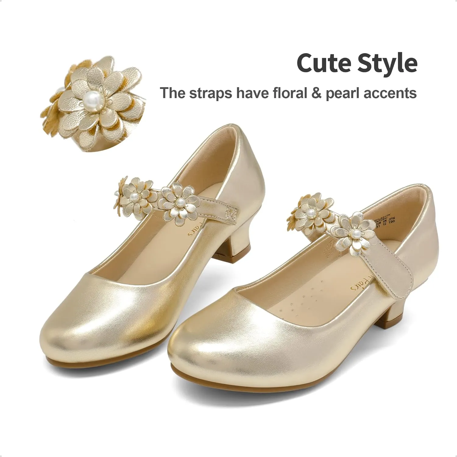 DREAM PAIRS Girls Mary Jane Dress Shoes Pumps Low Heels Flower Party Wedding Princess