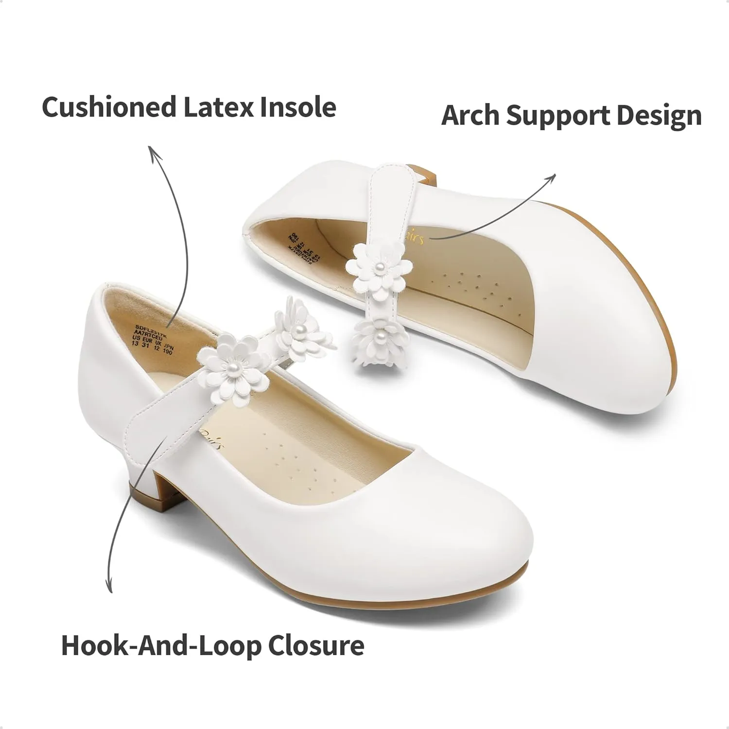 DREAM PAIRS Girls Mary Jane Dress Shoes Pumps Low Heels Flower Party Wedding Princess