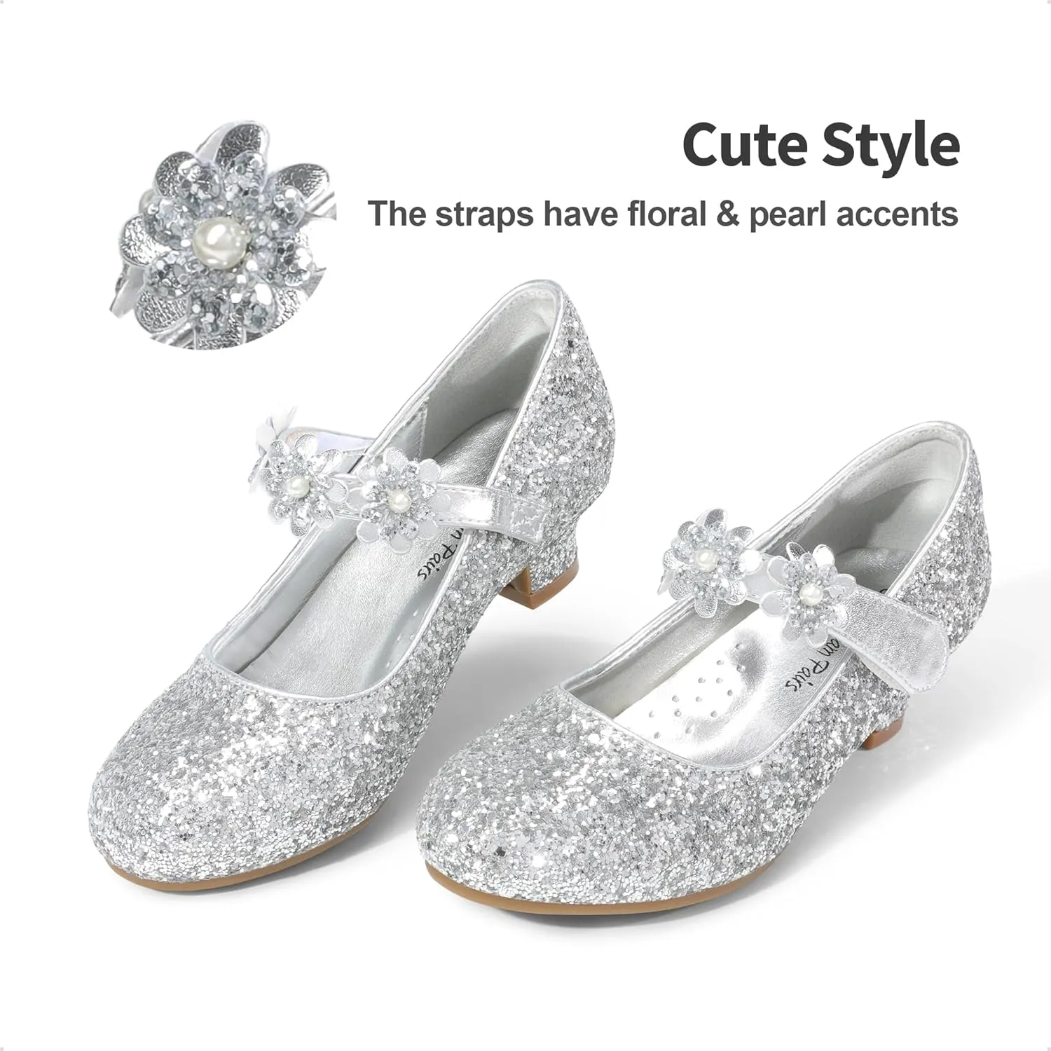 DREAM PAIRS Girls Mary Jane Dress Shoes Pumps Low Heels Flower Party Wedding Princess