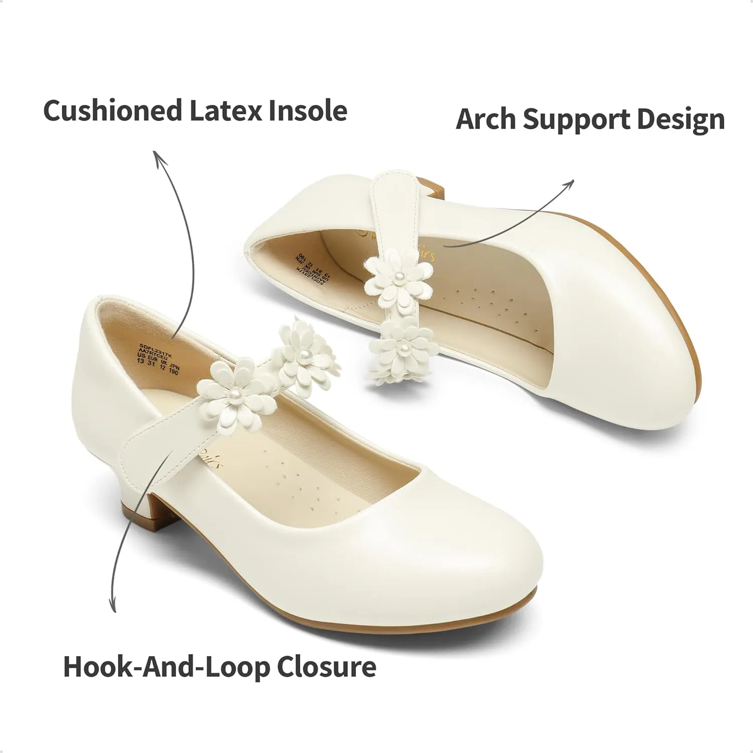 DREAM PAIRS Girls Mary Jane Dress Shoes Pumps Low Heels Flower Party Wedding Princess