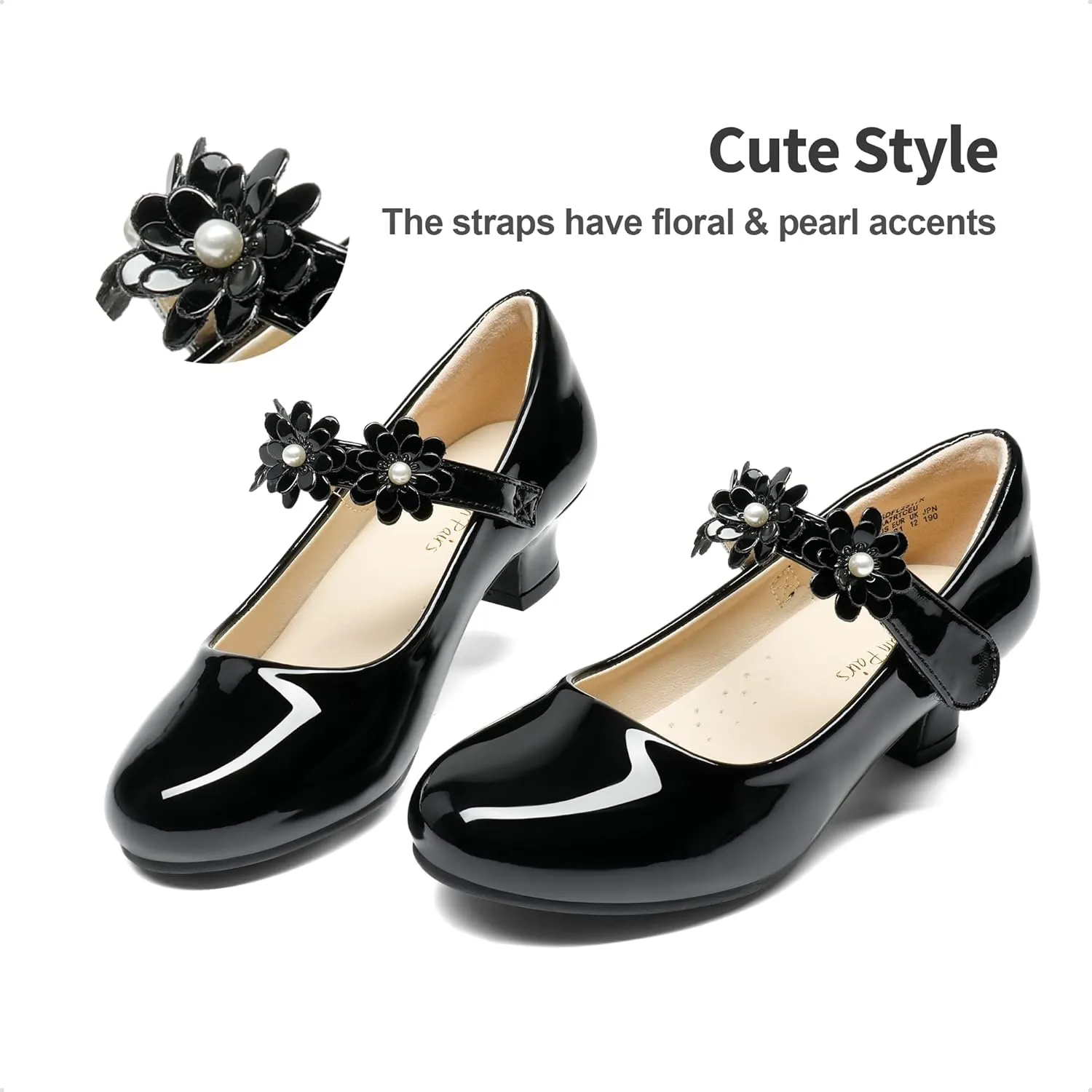 DREAM PAIRS Girls Mary Jane Dress Shoes Pumps Low Heels Flower Party Wedding Princess