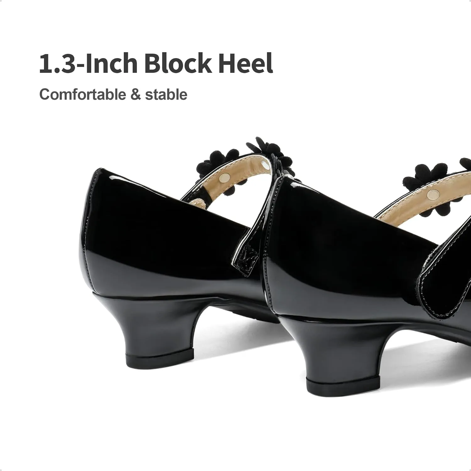 DREAM PAIRS Girls Mary Jane Dress Shoes Pumps Low Heels Flower Party Wedding Princess