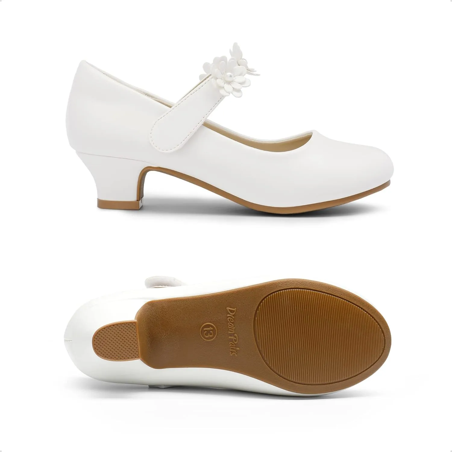 DREAM PAIRS Girls Mary Jane Dress Shoes Pumps Low Heels Flower Party Wedding Princess