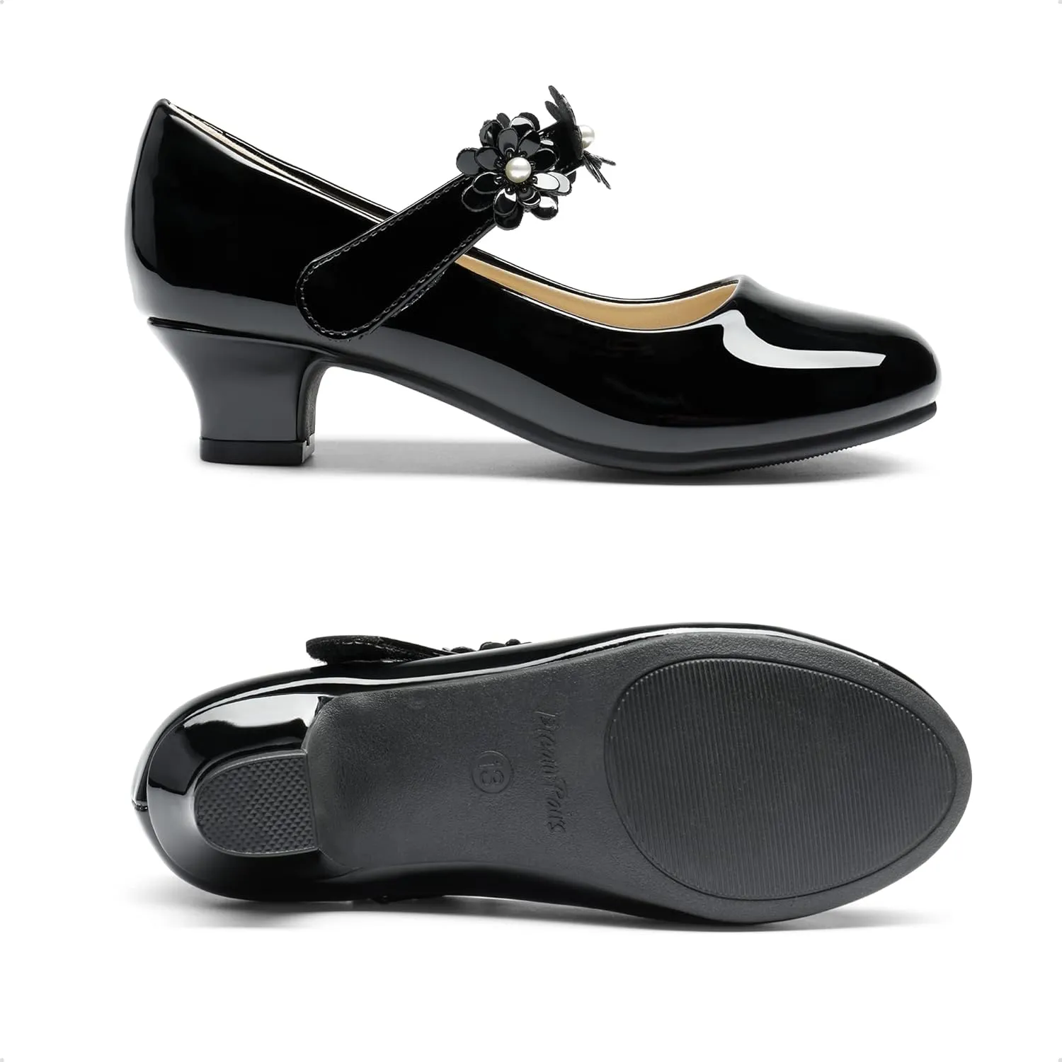 DREAM PAIRS Girls Mary Jane Dress Shoes Pumps Low Heels Flower Party Wedding Princess
