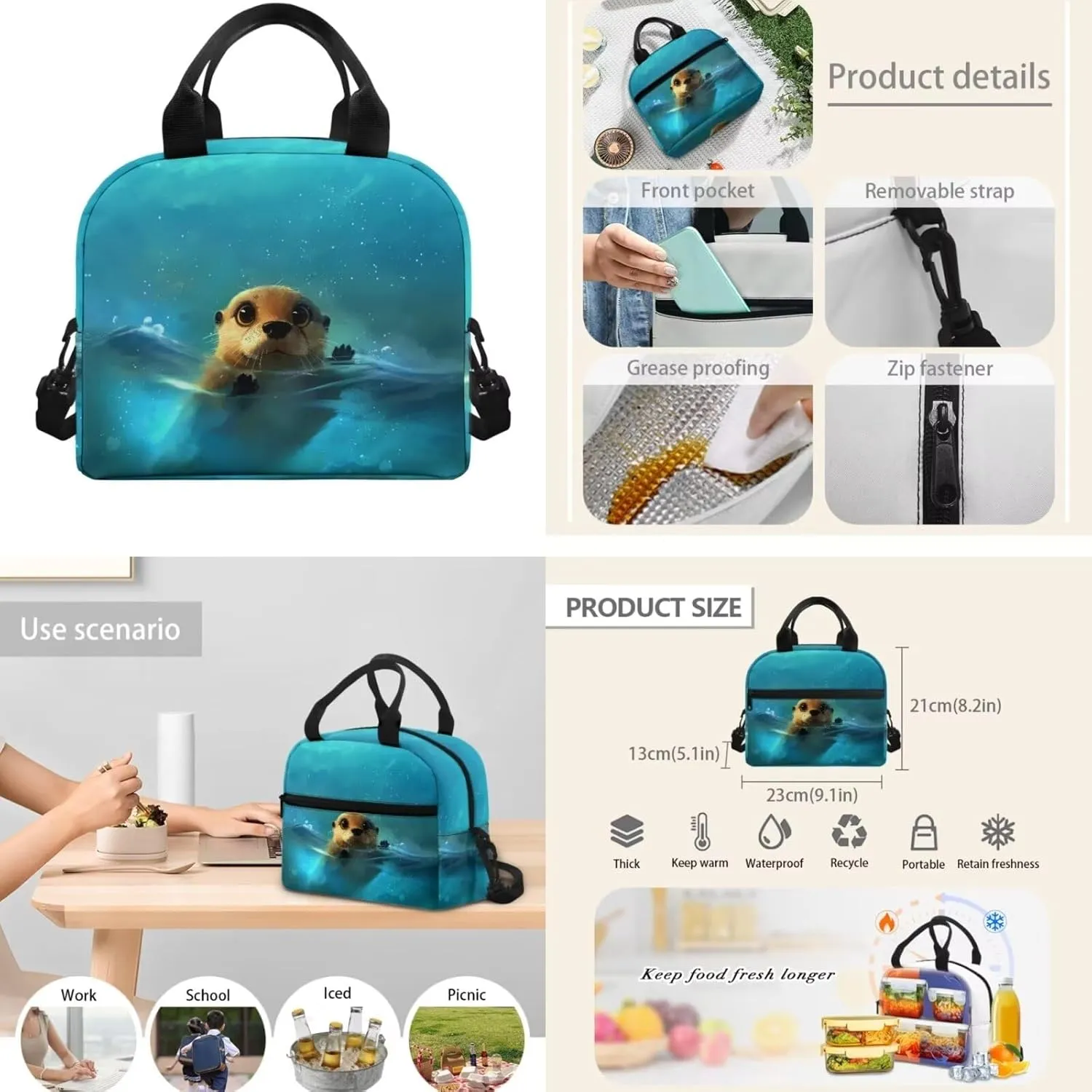 Dreaweet Girls Backpack with Lunch Box 17 inch Capybara Bookbag with Lunchbox for Kids Ages 6-8/8-12 School Book Bag with Lunch Bag Combo Schoolbag Lunchbag Pencil Bag Set of 3