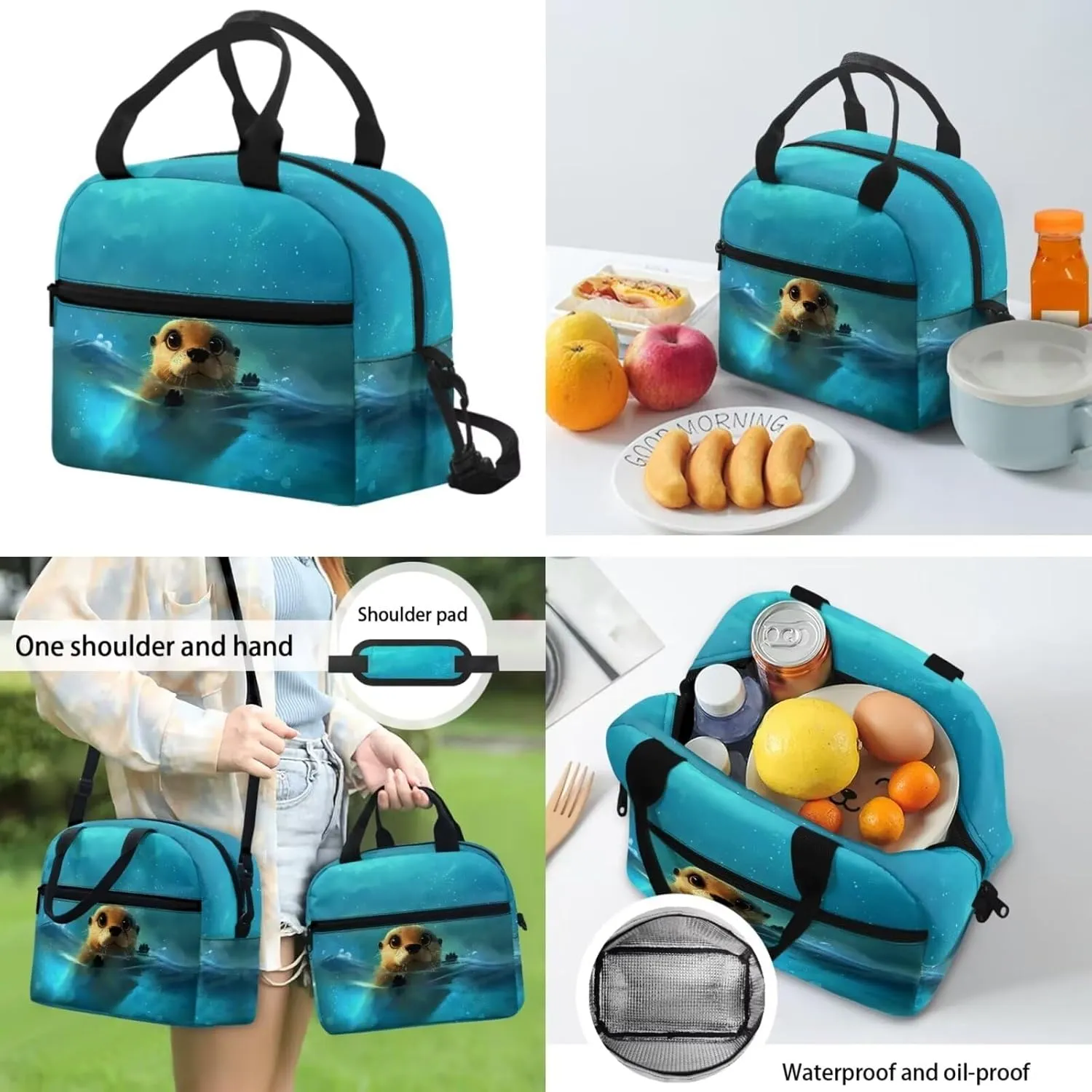 Dreaweet Girls Backpack with Lunch Box 17 inch Capybara Bookbag with Lunchbox for Kids Ages 6-8/8-12 School Book Bag with Lunch Bag Combo Schoolbag Lunchbag Pencil Bag Set of 3