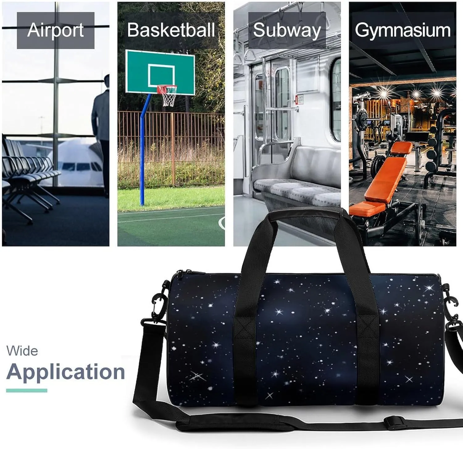 Duffel Bag for Men Women Gym Bag Cluster of Stars in Night Sky Travel Duffel Bag Waterproof Overnight Bag for Sports Workout