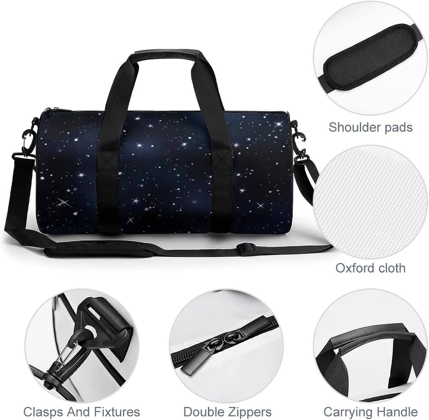 Duffel Bag for Men Women Gym Bag Cluster of Stars in Night Sky Travel Duffel Bag Waterproof Overnight Bag for Sports Workout