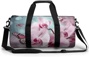 Duffel Bag for Men Women Gym Bag Orchid Flower Butterfly Travel Duffel Bag Waterproof Overnight Bag for Sports Workout