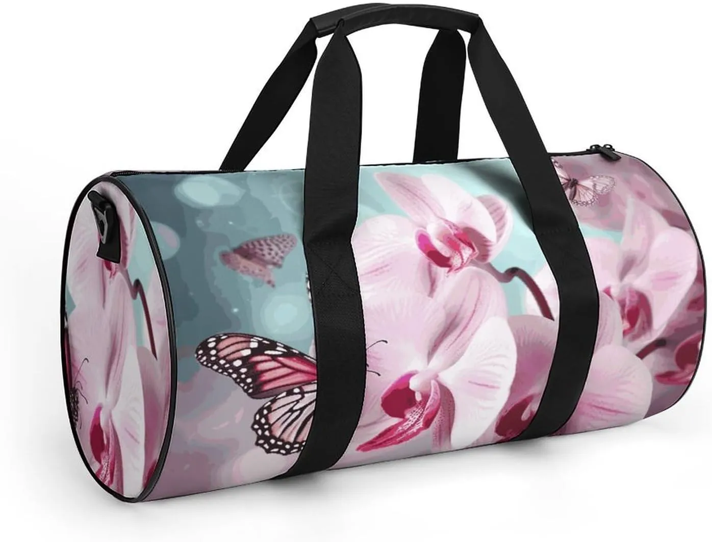 Duffel Bag for Men Women Gym Bag Orchid Flower Butterfly Travel Duffel Bag Waterproof Overnight Bag for Sports Workout