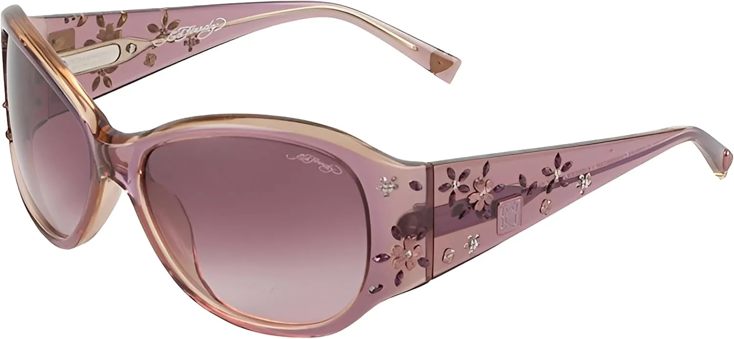 ED HARDY Sakura Flower Pink Sunglasses with Leather Case