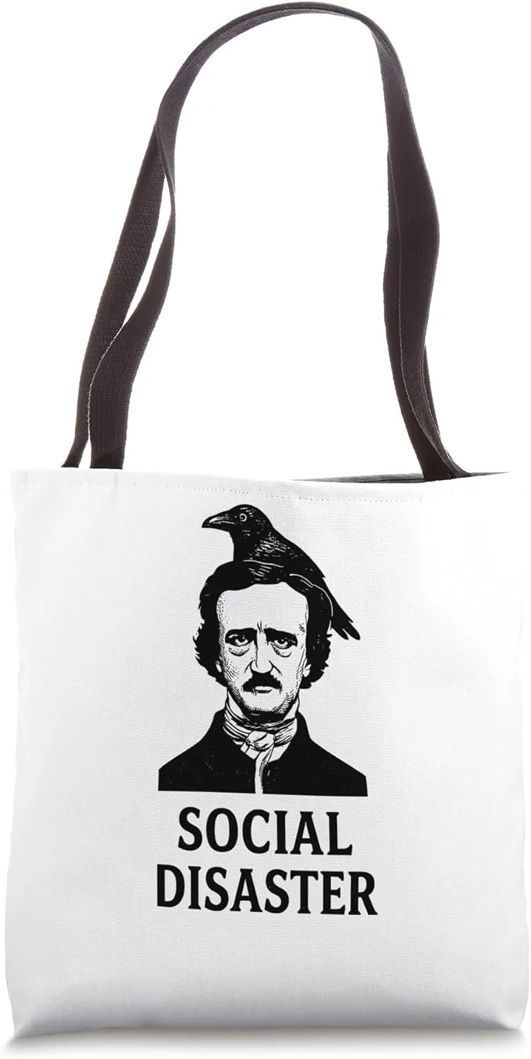 Edgar Allan Poe Social Disaster Introvert Tote Bag