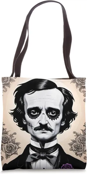 Edgar Allen Poe Day of The Dead Face paint Portrait Tote Bag