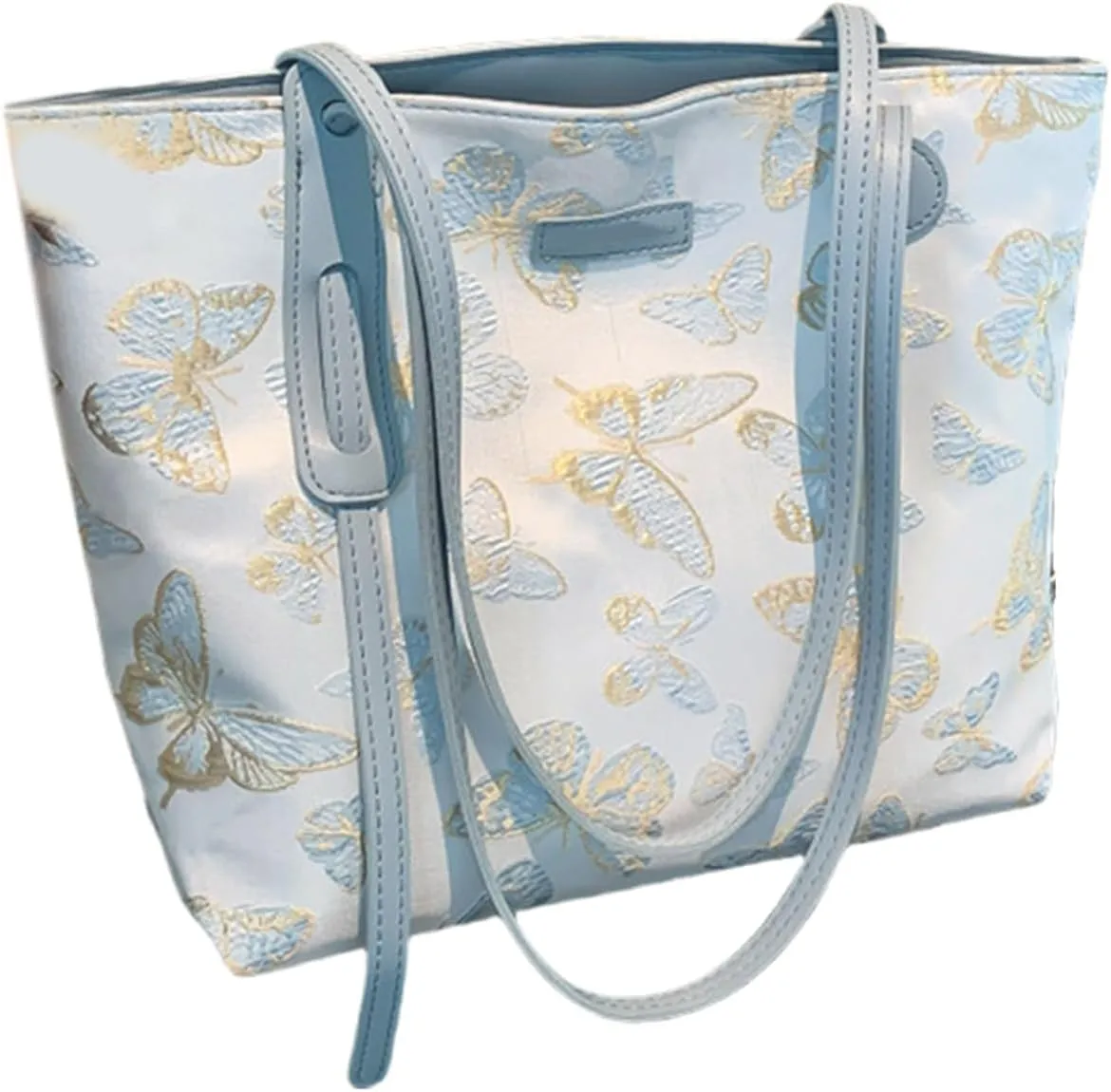 Elegant Embroidery Butterfly Handbag Large Capacity Canvas Top Handle Bags for Women Casual Shoulder Bags Satchel