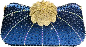 Elegant Ladies Diamond Evening Clutch Floral Handbag Crystal Shoulder Bag Sparkly Women Purse for Cocktail Party Prom