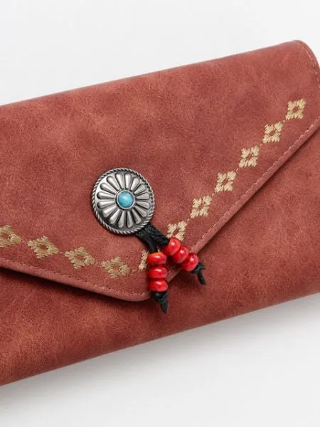 Embroidery Long Wallet