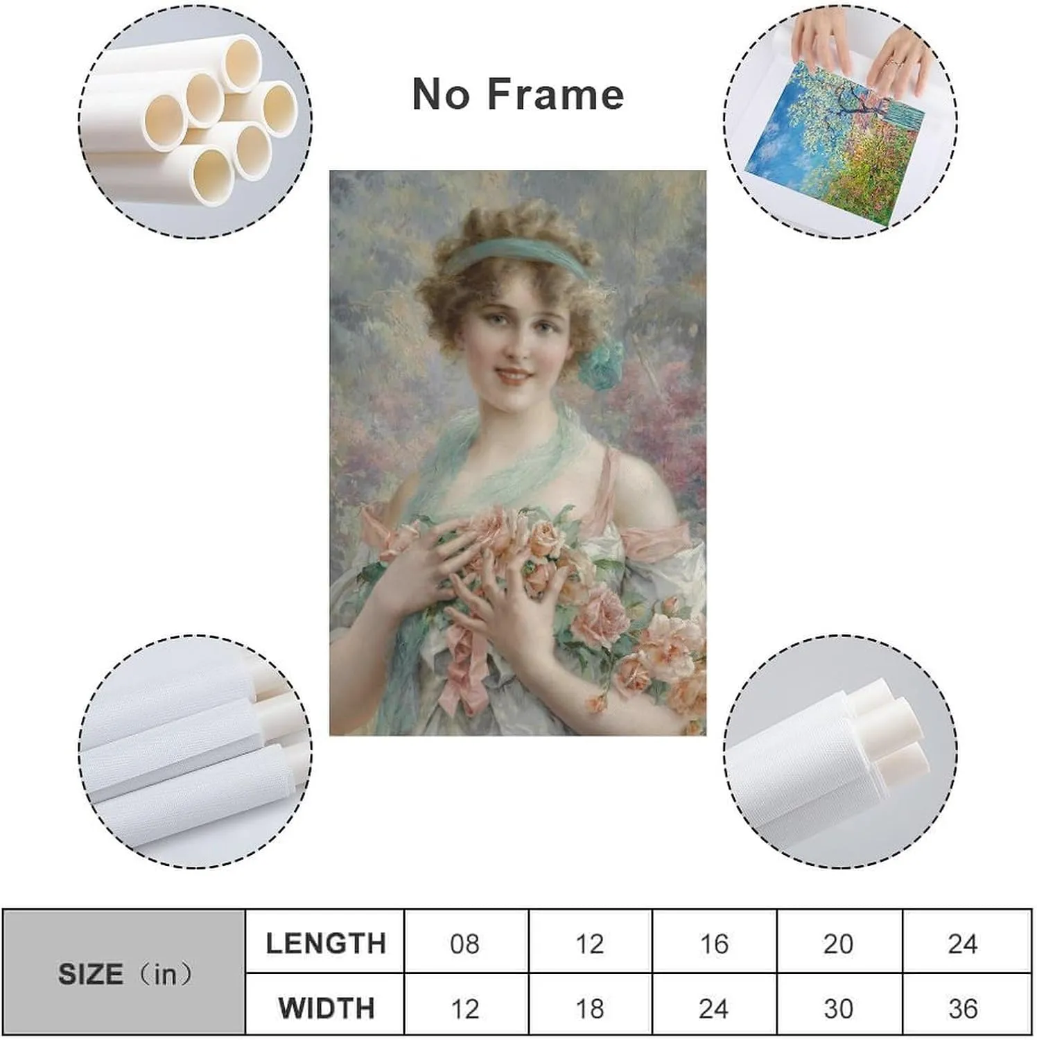 Emile Vernon Poster Print Fille Aux Roses Emile Vernon Canvas Wall Art Poster Decorative Bedroom Modern Home Print Picture Artworks Posters 16x24inch(40x60cm)