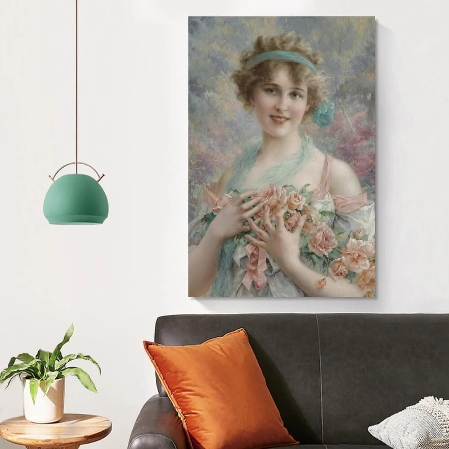 Emile Vernon Poster Print Fille Aux Roses Emile Vernon Canvas Wall Art Poster Decorative Bedroom Modern Home Print Picture Artworks Posters 16x24inch(40x60cm)