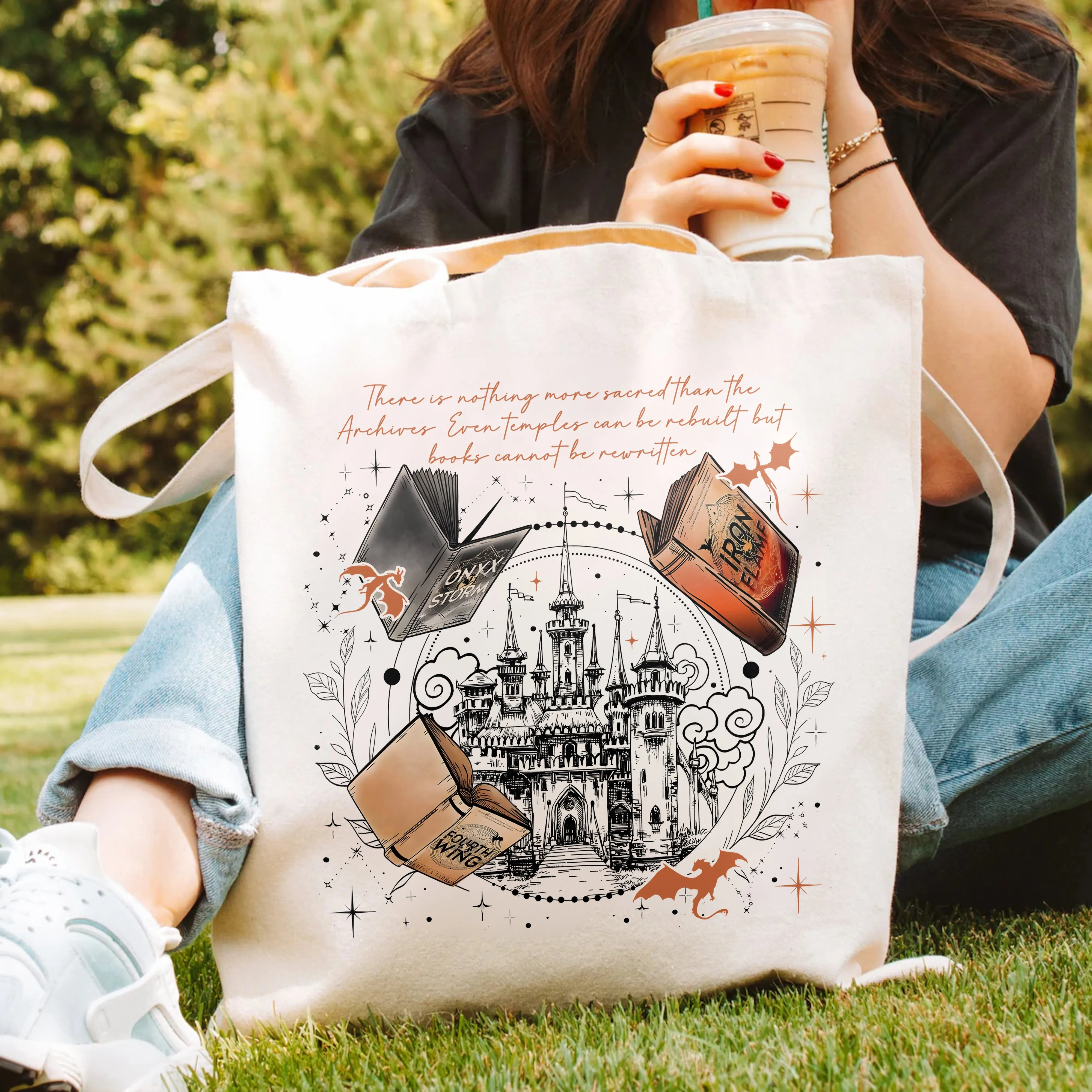 Empyrean Book Castle Tote – Fantasy Reader Bag